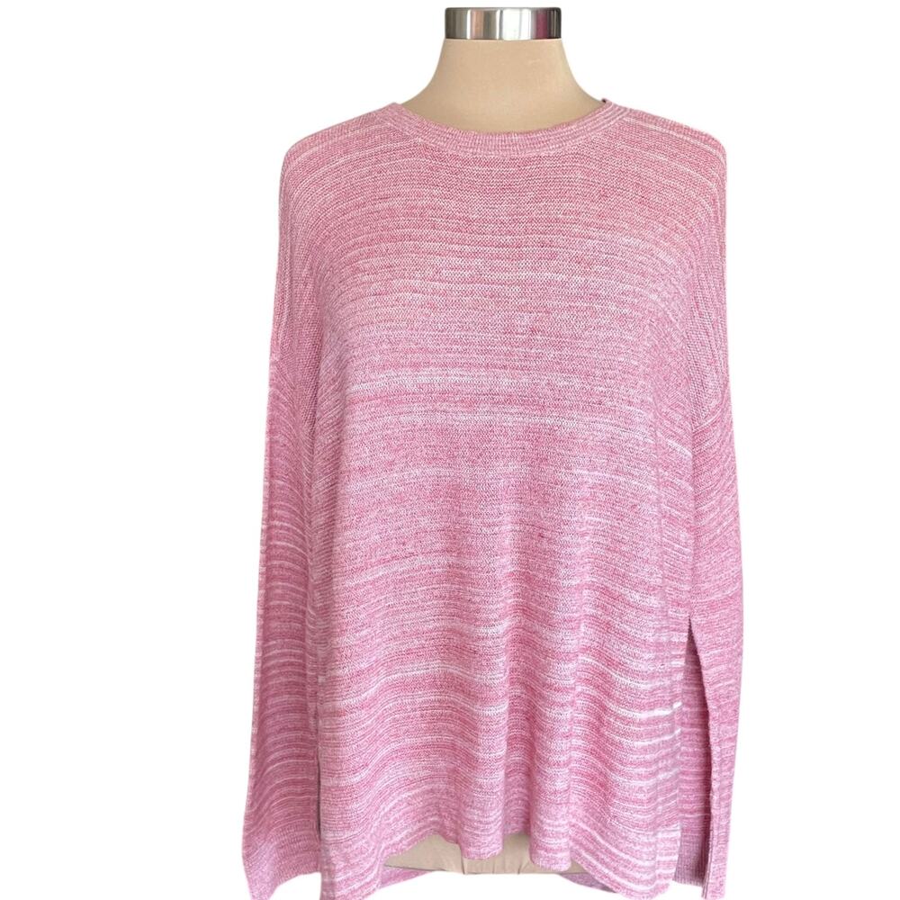 Lou & Grey Heather Red 100% Cotton Sweater Oversized LARGE‎ Casual Fall Winter
